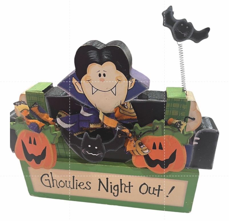 Wooden Autumn Halloween Decor Ghouls Dracula Cute Home Fall Decoration Painted