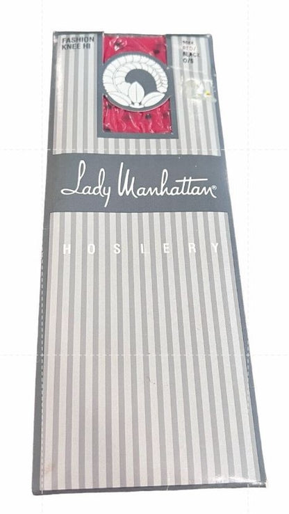 Lady Manhattan Fashion Knee Hi Hosiery Red Black Polka Dot NOS