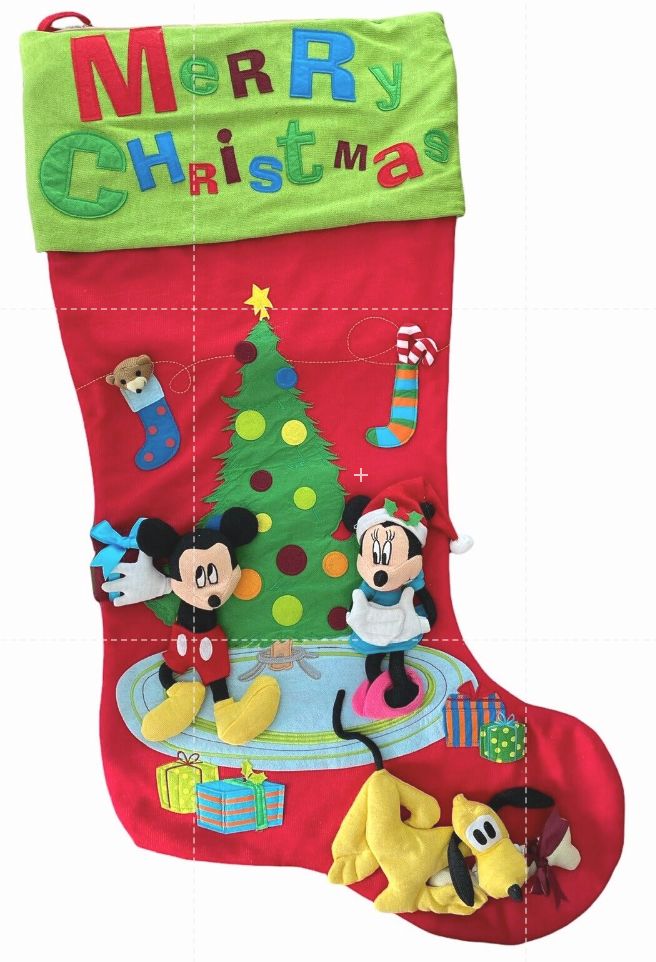 Disney Jumbo Extra Large 4 Ft Christmas Stocking Mickey Minnie Pluto 3D 4' x 2'