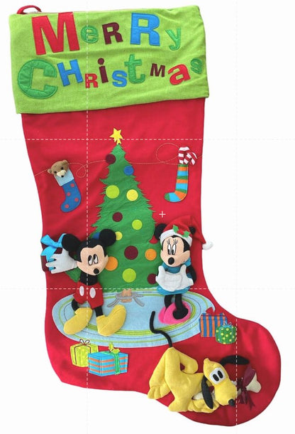 Disney Jumbo Extra Large 4 Ft Christmas Stocking Mickey Minnie Pluto 3D 4' x 2'
