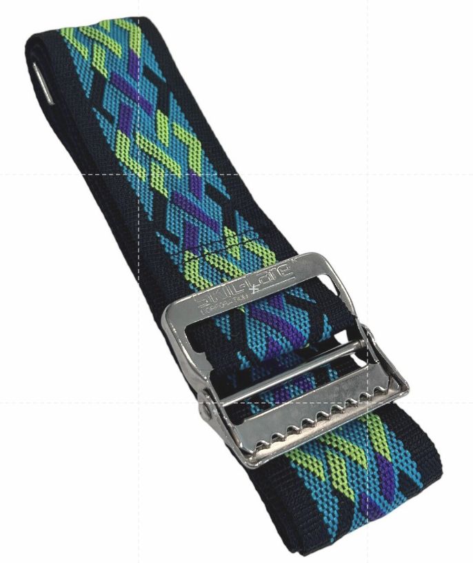 Skil-Care Geo Pattern Gait Belt 60 Inch Length Made In USA Green Weave Nylon
