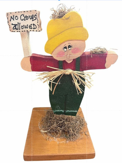 Fall Decor Hand Painted Wooden Scarecrow No Crows Allowed Sign Thanksgiving Farm