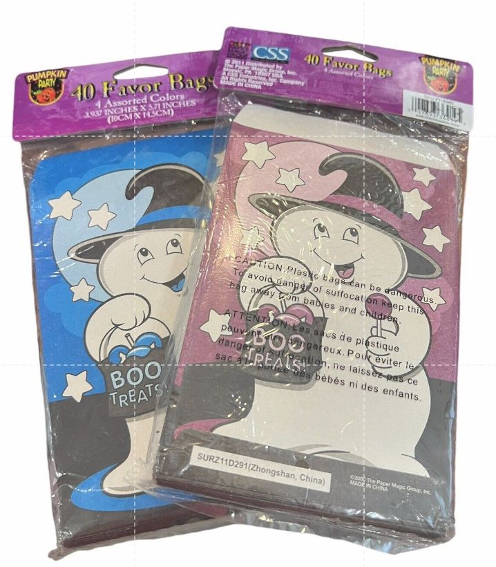 Ghost Halloween Candy Trick Or Treat Bags Two Sets Of 40ct NOS Multicolor