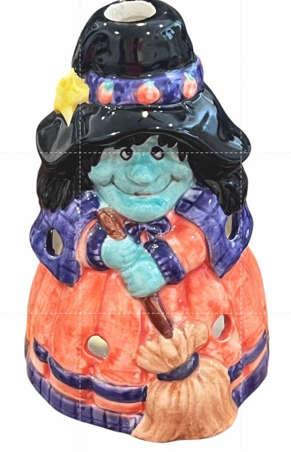 Ceramic Witch Hand Painted Tea Light Candle Holder Halloween Sharry Holiday