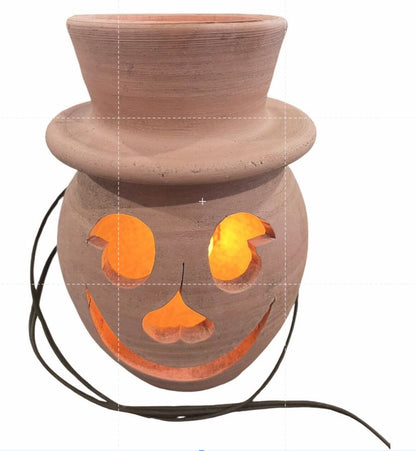 Vintage Terra Cotta Pumpkin Candle Holder Williamsburg Pottery Rare