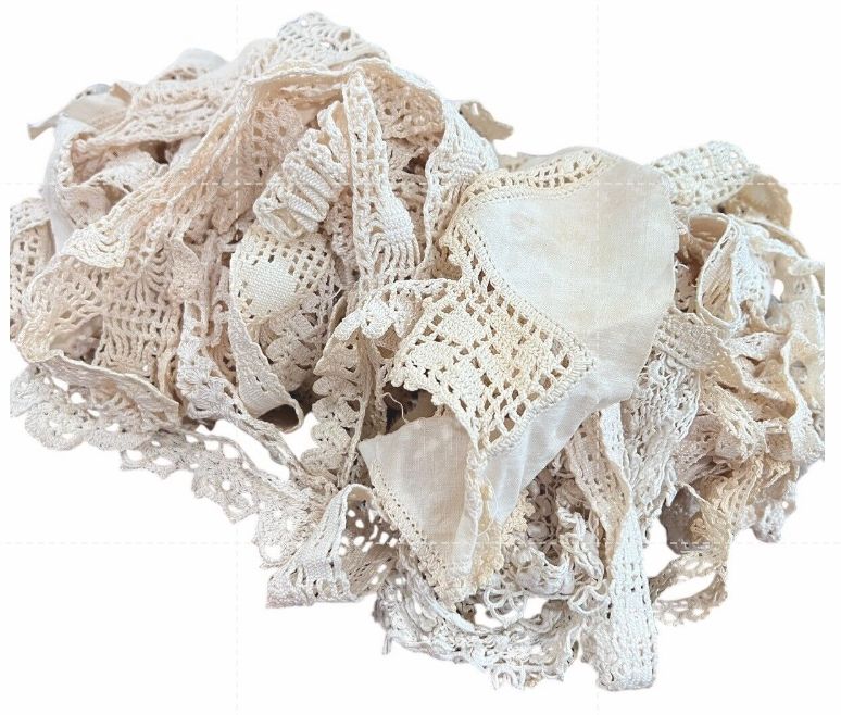 Lace Trim Lot Vintage Up Cycle Sewing Crafts Junk Journals Mixed Stitched Circle