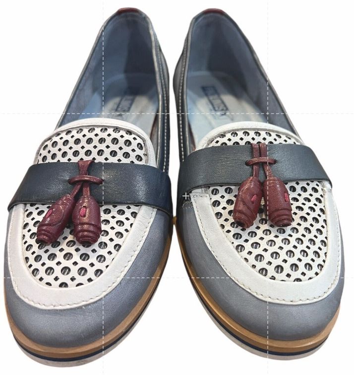 Size 6.5 7 (37) Women's Pikolinos Henares Loafer Blue Cream Tassel EUC