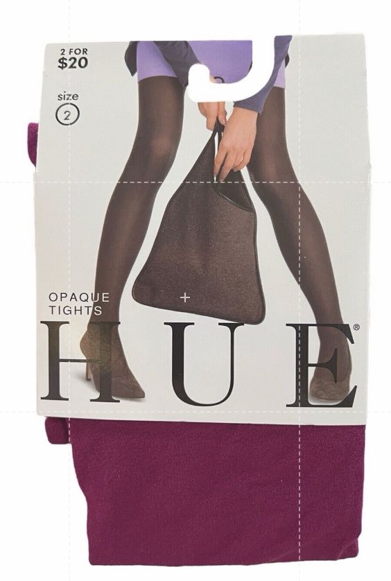 NWT HUE Beet Opaque Tights Size 2 Deep Purple