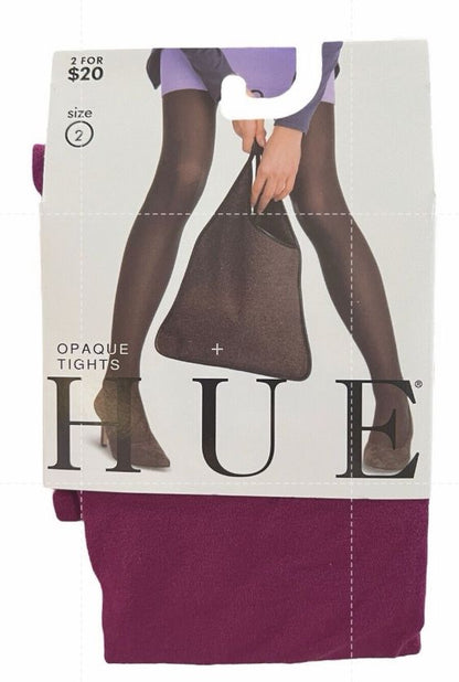 NWT HUE Beet Opaque Tights Size 2 Deep Purple