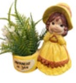 Vintage De Bec Japan Happiness Is You Small Planter Candle Holder Yellow