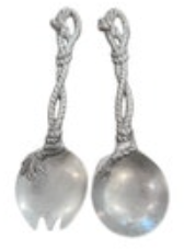 Vintage 2002 Arthur Court Pewter Nautical Rope Western Motif Salad Serving Set