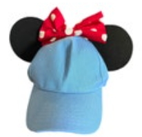 Mouse Ears Blue Baseball Hat Minnie Red Bow One Size Adjustable
