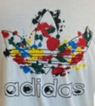 Size Medium Adidas Mens T Shirt White Logo Paint Splatter Design 80’s Y2K Style