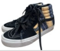 VANS SK8-HI (Denim Stripes) Black/True White Size 6.5 Mens 8 Women’s