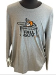 XXL Life is Good Fall Guy Chain Saw Crusher Long Sleeve Slate Gray Mens T Shirt