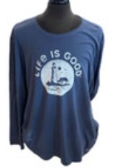 XXL Life is Good Lighthouse Logo Crusher Long Sleeve Slate Blue Mens T Shirt