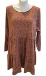 3X Love Fire Dress Women's Brown Pink Plus Midi Comfort