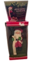 Vintage 1980s Hallmark Santa Claus Stocking Hanger Christmas Jingle Bell NIB