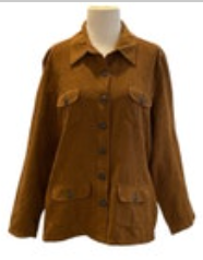 Size Large Duck Head Button Down Jacket Shacket Womens Front Pockets Brown Suede