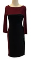 Size 4 Ralph Lauren Dress Black Garnet Color Block Slinky Ruched NWT