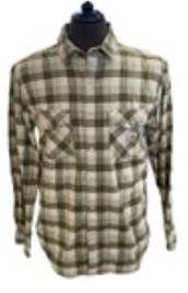 Size Medium Carhartt Flannel Shirt Mens Green Tan Plaid Rugged Flex Pearl Snap