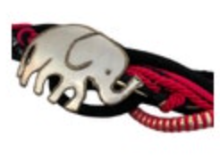 Vintage 80s Braided Belt Black Red Metallic Gold Satin Rope Adjustable Elephant