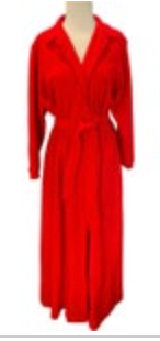 Vintage Bloomingdales Red Trench Style Robe Belt One Size Collared Shirt Style