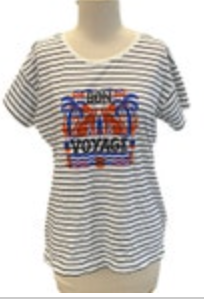 Size Small The Art Of Anthropologie T-shirt Bon Voyage Striped Graphic Shirt New