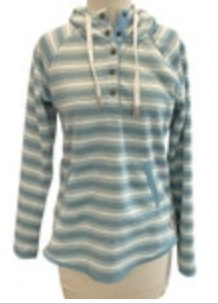 Size Small Eddie Bauer Hoodie Women Shirt Blue White Striped Pullover Pocket