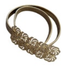 Ornate Buckle Stretch Metal Gold Tone Belt Vintage 27.5” X 5/8” Resting