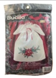 1994 Bucilla Noel Angel Baby 15" Poinsettia Stamped Cross Stitch #33416 NOS