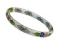 Vintage Cloisonne White Green Floral Flower Enamel Hinged Cuff Bangle Bracelet