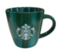 Starbucks Dark & Light Green Striped Coffee Mug 12oz EUC