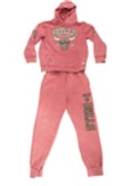 Size 8 Youth Chicago Bulls Hoodie Sweatpants Set Distressed Red NBA Sweatsuit