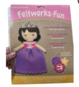 Brunette Princess Doll Feltworks Fun Embroidery Kit by Dimensions NEW Sealed Kid