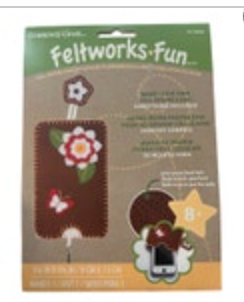 Dimensions Feltwork Fun Phone Case Cover Felt Embroidery Kit Kid Craft Brown Flo