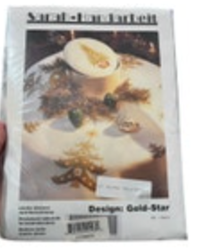 New Sarah Handarbeit Gold Star Christmas Tree Cross Stitch Tabletopper Kit 32” S