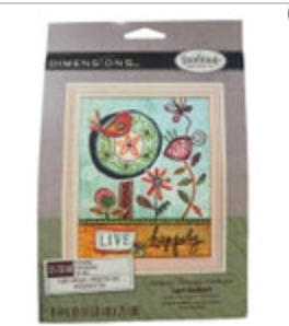 Dimensions Whimsy Applique Embroidery Kit Live Happily Bird Lori Siebert New