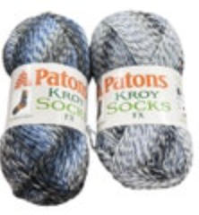 2 Skeins Patons Kroy Sock Yarn Jacquards 75% Wool 25% Nylon Clay Color Blue Gray
