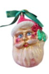 Waterford Christmas Santa Head Glass Ornament Hand Blown No Box Glitter