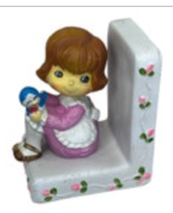 Vtg Kitsch 1970 Girl Bird Plastic Book End Hong Kong ONE SIDE ONLY