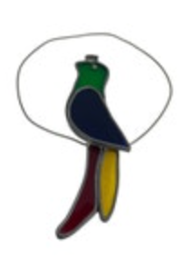 Vintage Stained Glass Parrot Partridge Bird in Loop Sun Catcher