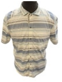 Kuhl Snap Up Shirt Mens Sz Large Striped Blue Hiking Outdoor Gorpcore