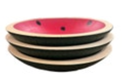 CWP Wayland NY. Hand Turned Wooden Bowl Watermelon Handpainted 7” Set Of 3