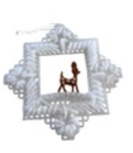 Handmade Plastic Cross-stitch 3D Deer Christmas Ornament 3.5”