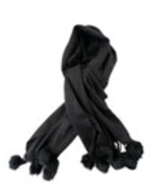 Chico Black Scarf Soft Pompoms Acrylic Large 24” Wide 72” Long