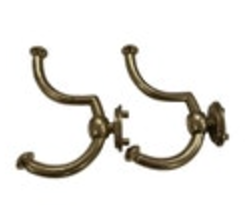 Set of 2 Vintage Brass Double Wall Hooks Robe Towel Door Wall Mount