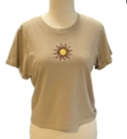 Size S Vibe N' Sun Surf Hippie Shirt Graphic Women's Cropped Short Sleeve Trippy