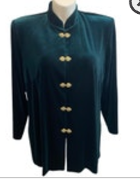 Vintage 90s R&M Richards Size 18 Hunter Green Velveteen Velour Jacket Holiday