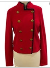 Small Ralph Lauren Military Sweater Women's Red Double Breasted Gold Buttons